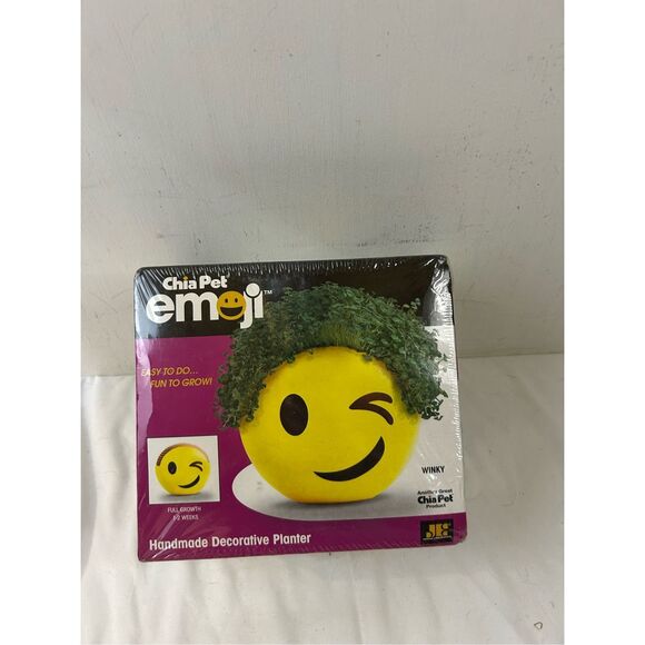 Chia pet emoji winky handmade decorative planter new - Picture 2 of 4